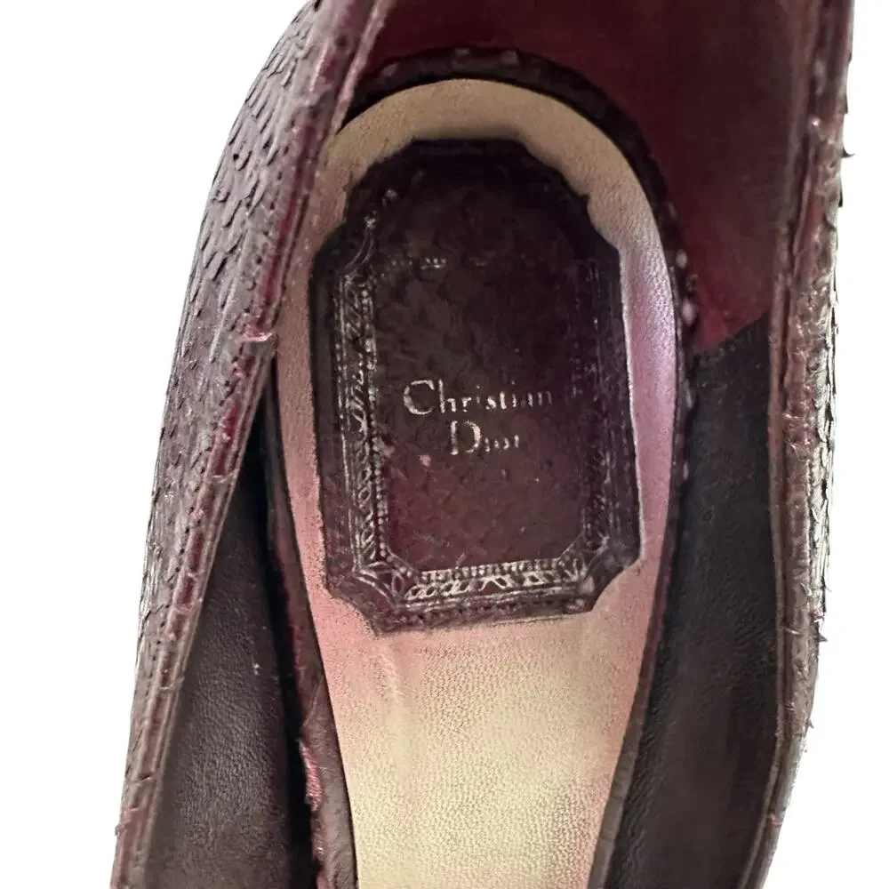 Christian Dior Womens Pumps Size 8.5 Python Leather Peep Toe Amethyste 2008 - Picture 3 of 11